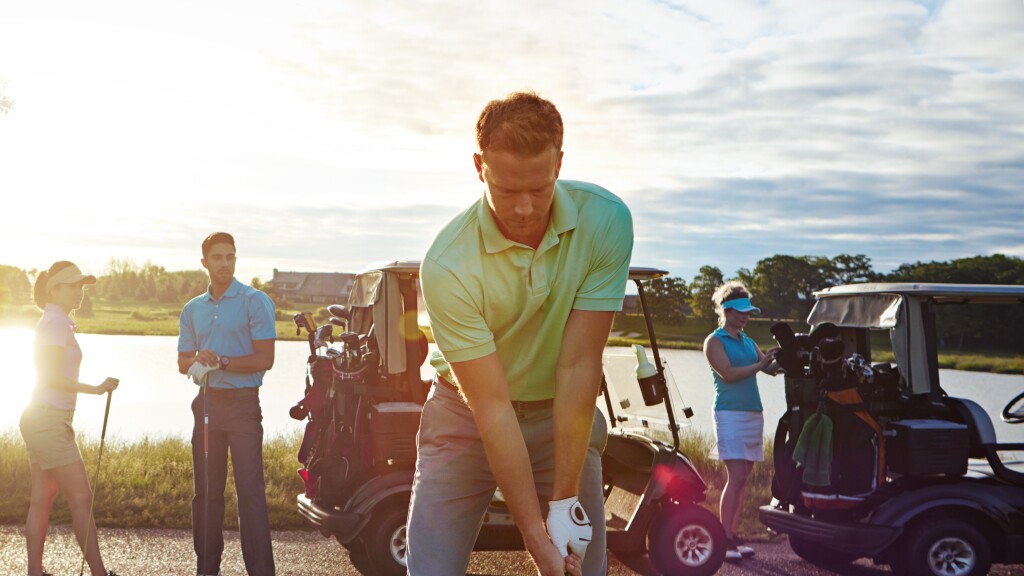 Golfer taking a swing